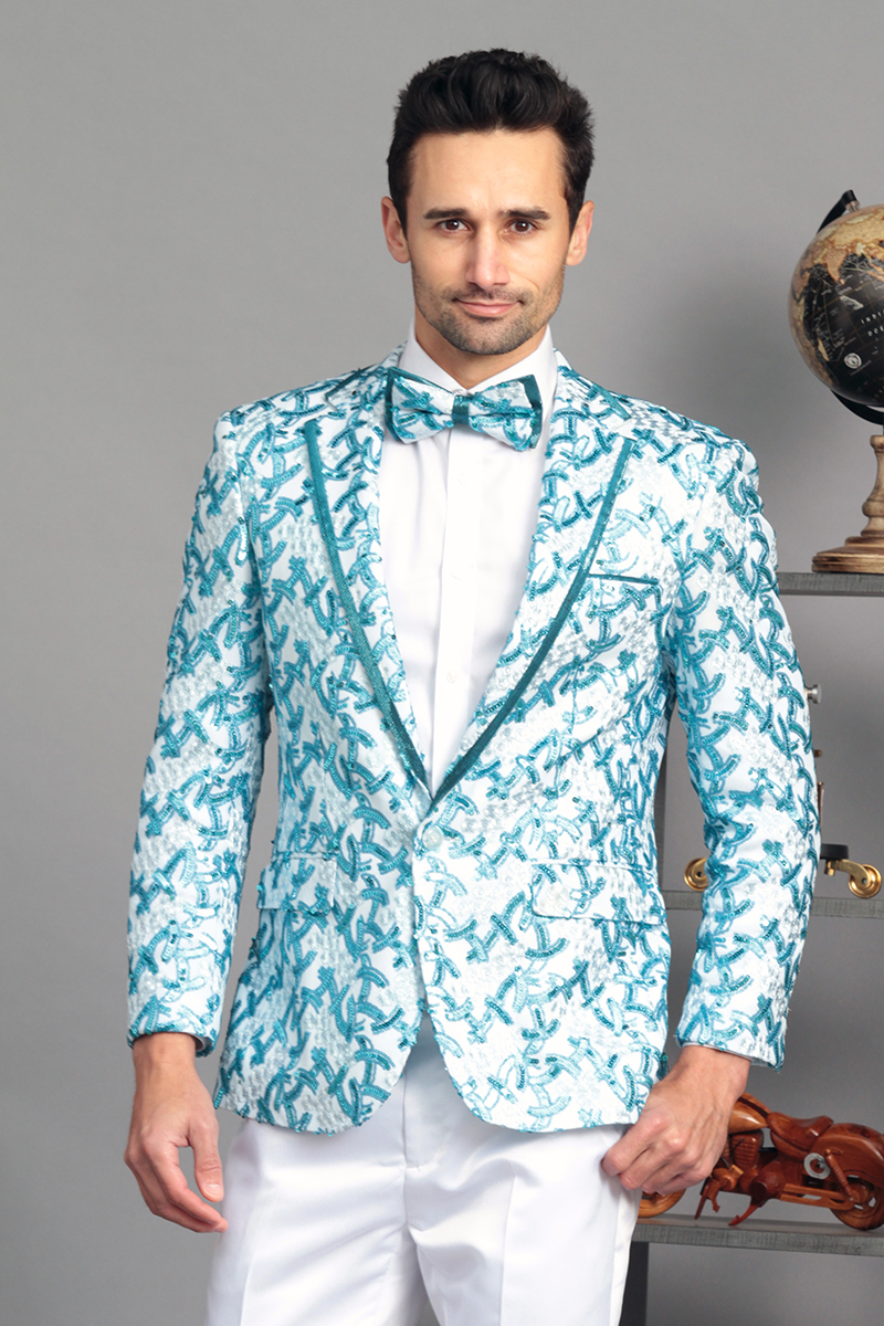 FANCY SEQUINS SPORT COAT WITH TRIM