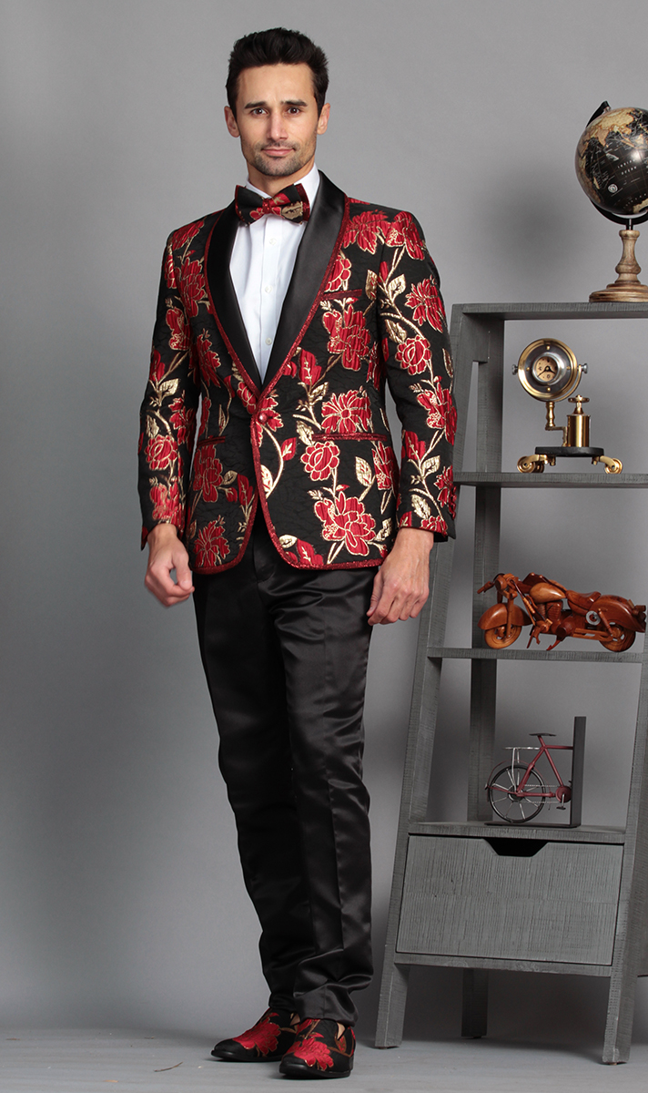 FANCY WOVEN SPORT COAT WITH TRIM 